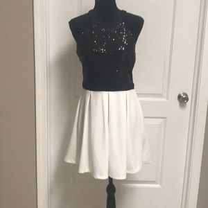 Black and white sequined dress